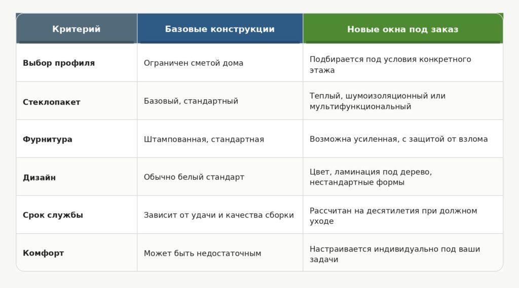 сравнение базового варианта и индивидуального заказа