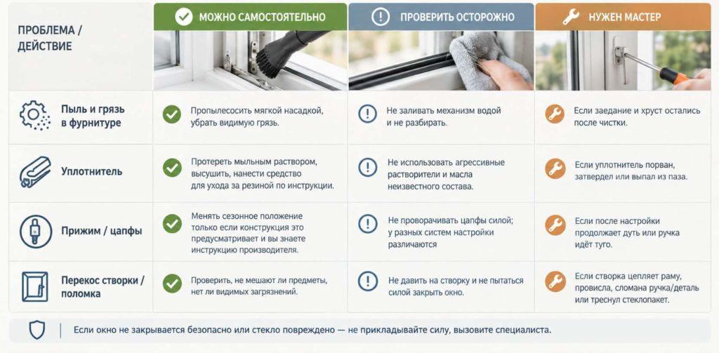 Что делать, если окно заедает